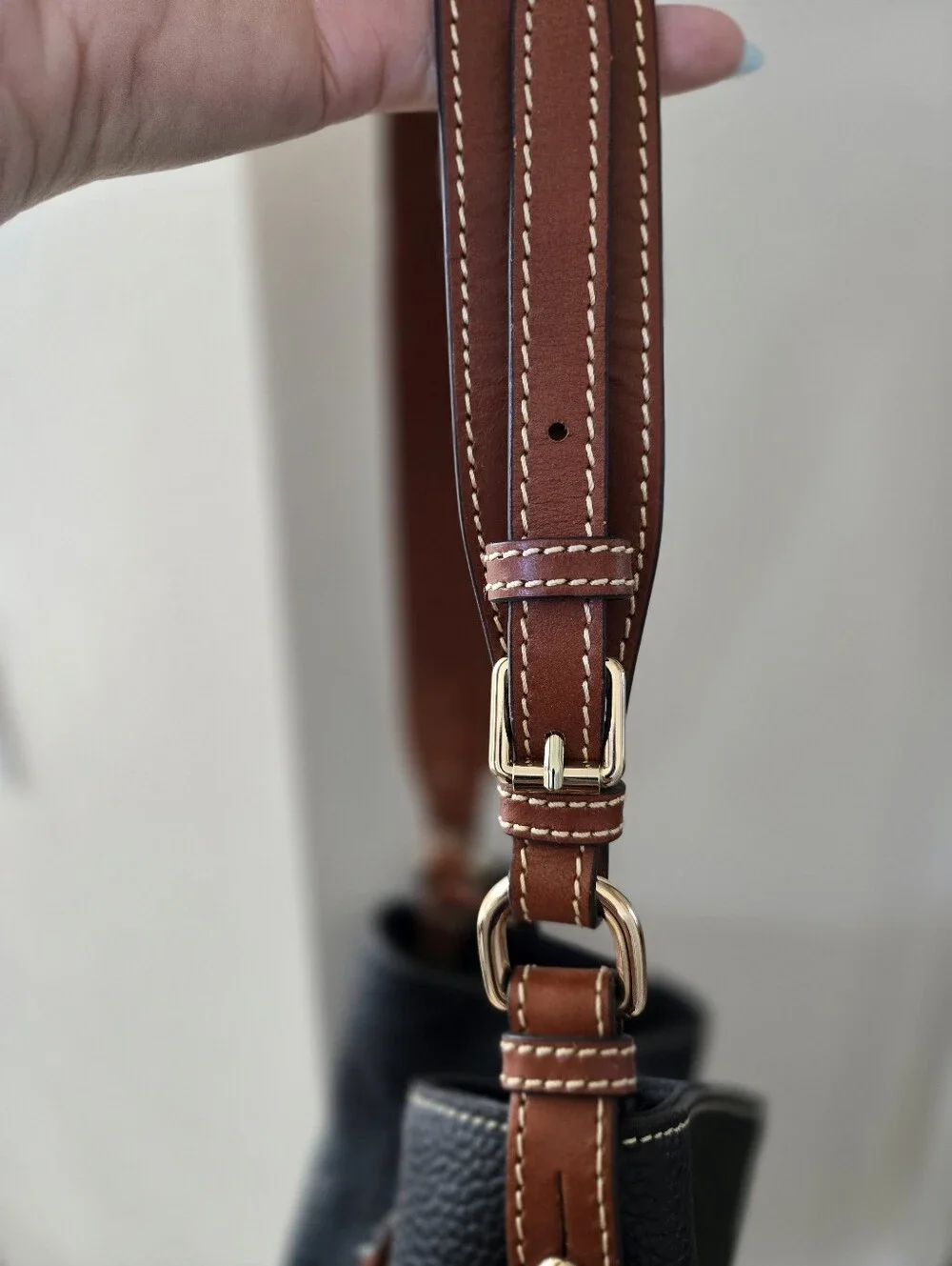 Dooney & Bourke Black Pebbled Leather Hobo Shoulder Bag Tassel